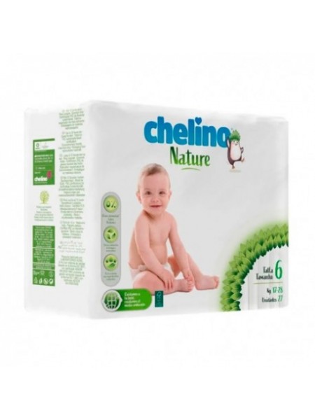 Chelino Nature Pañal Infantil Talla 6 (17-28 kg), 162 Pañales